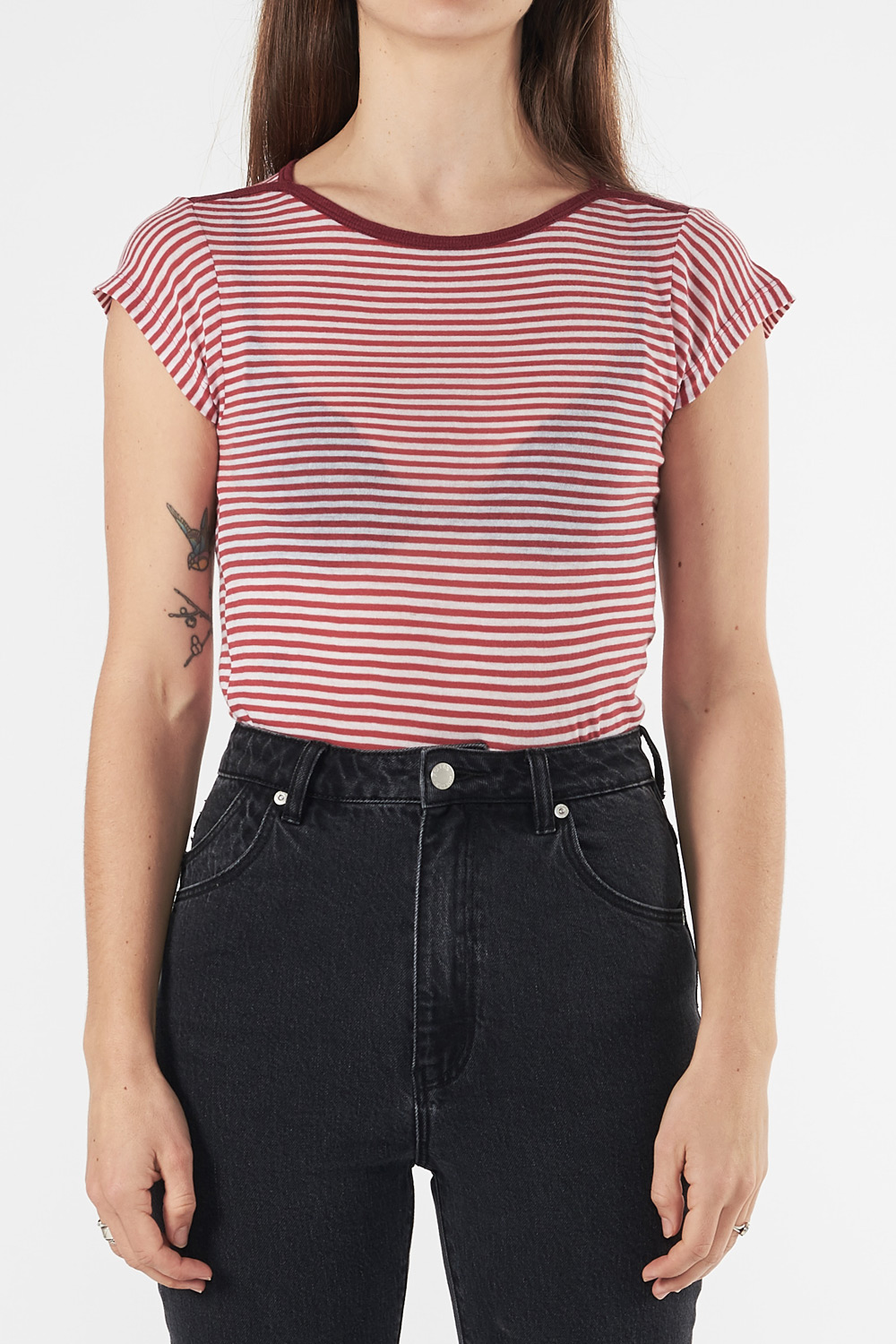 RED BORDEAUX STRIPE SAILOR TEE 