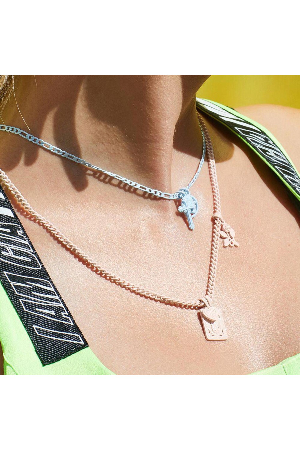 THE BABY PINK RAINBOW TRIPLE CHARM NECKLACE