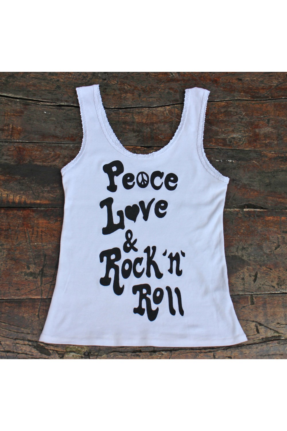 PEACE, LOVE & ROCK 'N ROLL LACE TANK PEACE, LOVE & ROCK 'N ROLL LACE TANK