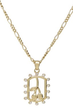 THE GOLD TRIPLE CHERRY HEART CHARM NECKLACE THE GOLD TRIPLE CHERRY HEART CHARM NECKLACE