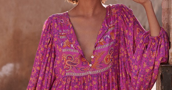 madame peacock boho dress Spell Madame Peacock Boho Dress Boysenberry 223112A-BOY