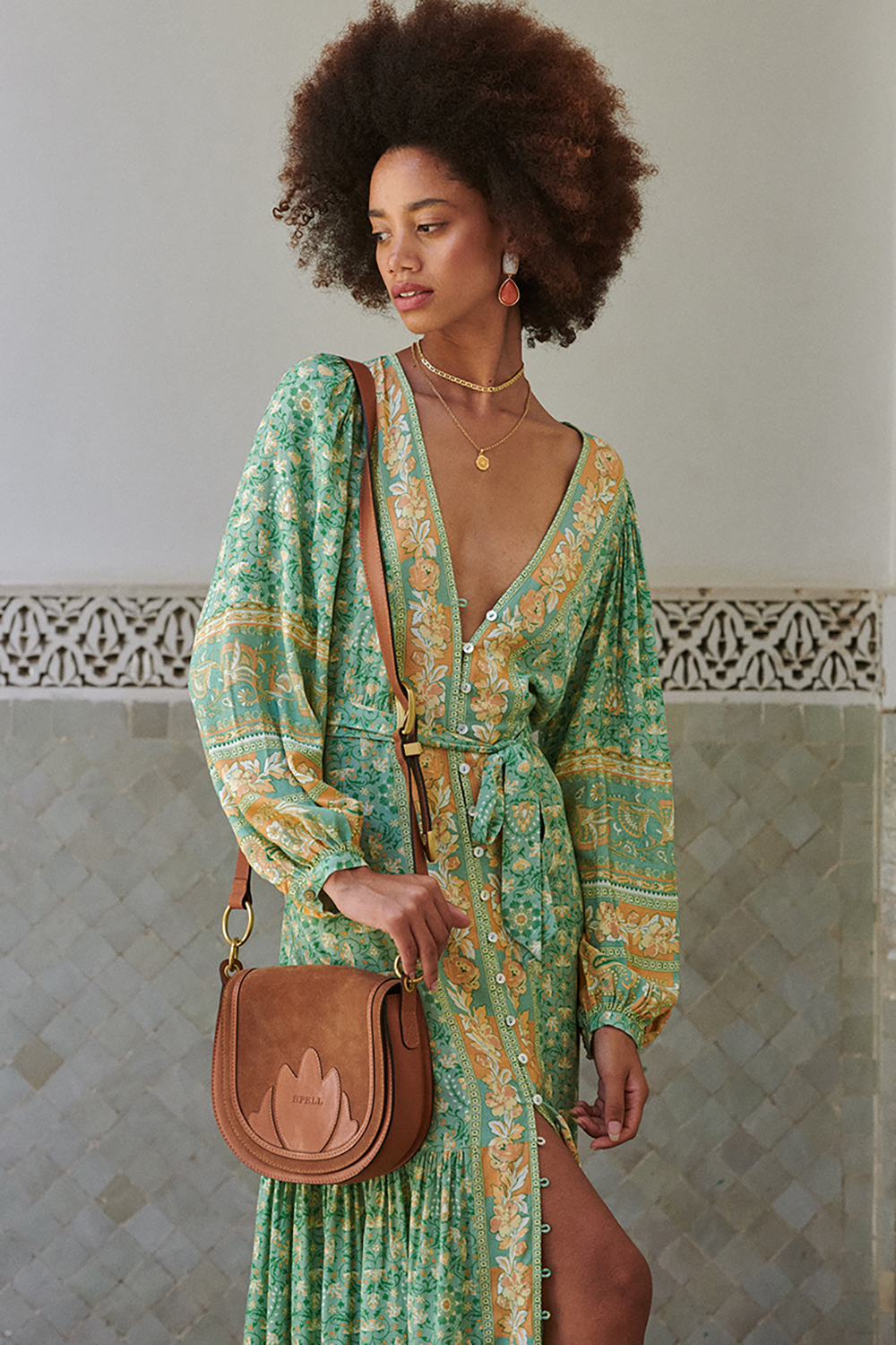 green emerald velvet dress Spell - Floridian Bias Dress Sage / XS