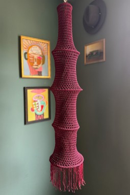THE MOROCCAN MAGENTA CROCHET FISHERMAN LAMPSHADE  THE MOROCCAN MAGENTA CROCHET FISHERMAN LAMPSHADE