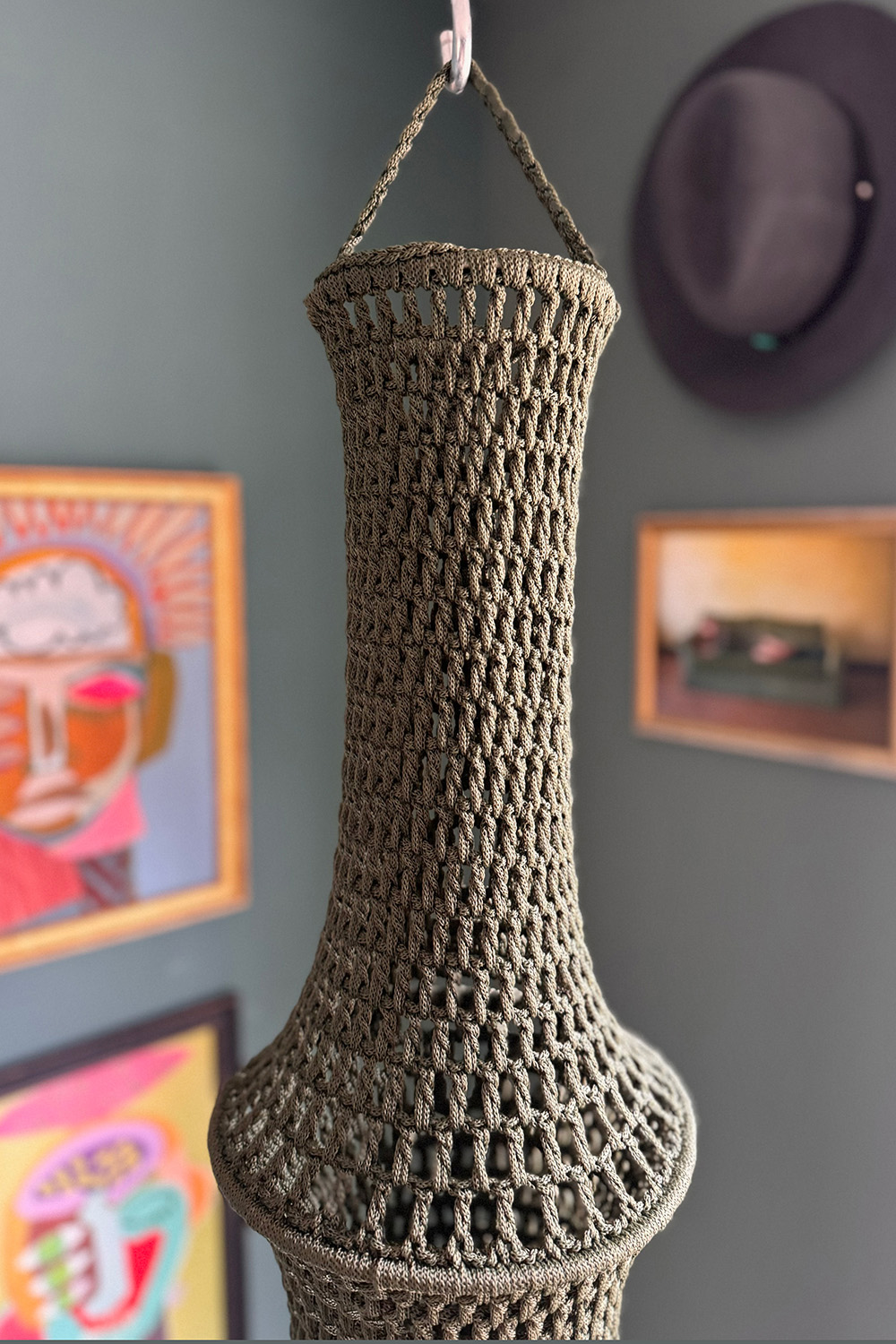 THE SULTAN’S SAGE CROCHET FISHERMAN PENDANT LAMPSHADE