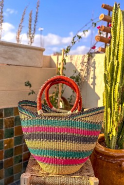 The Handwoven Rainbow Charm Bolga Market Basket The Handwoven Rainbow Charm Bolga Market Basket