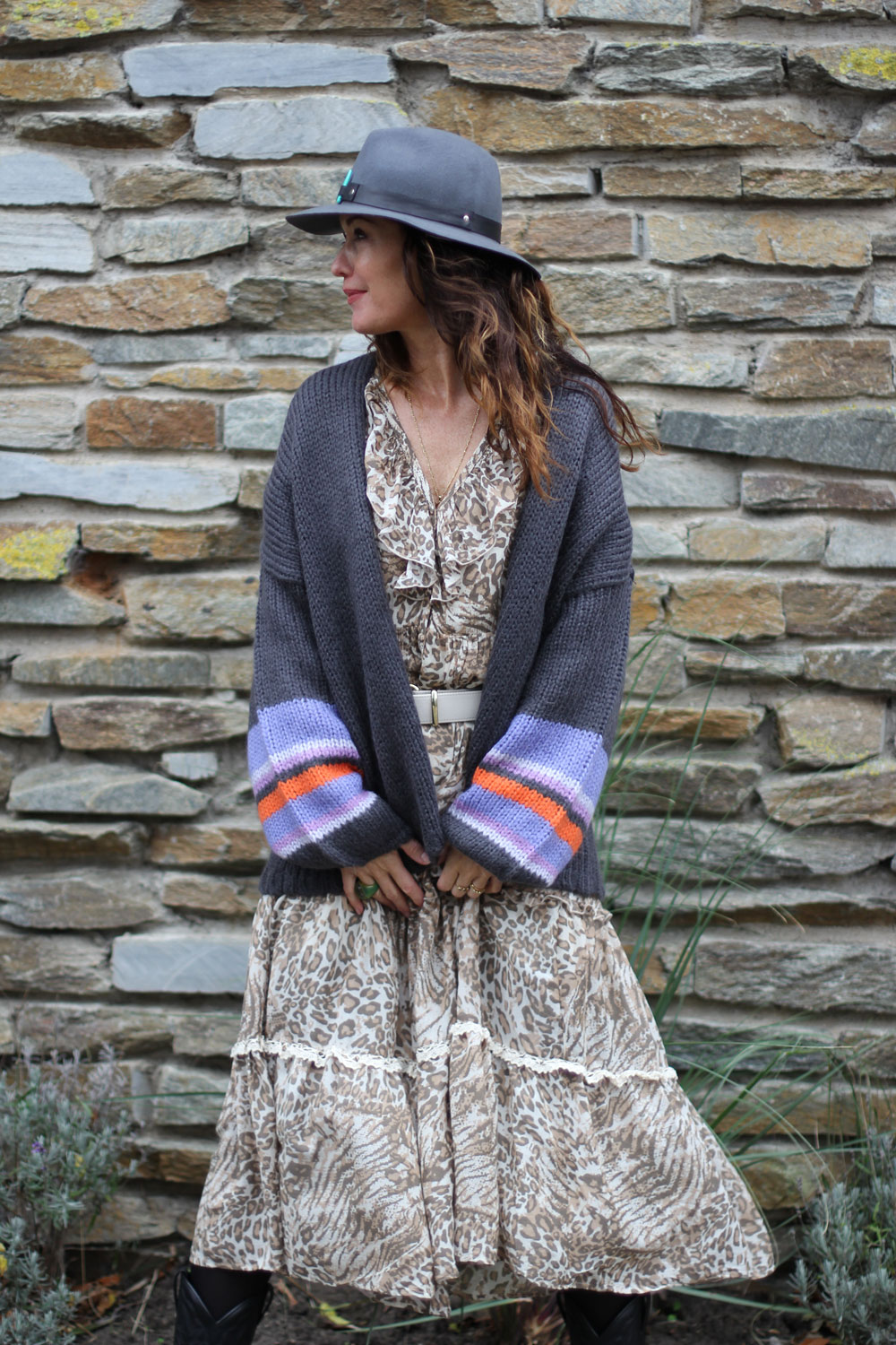 THE EMA STRIPED PUFFY OVERSIZE CARDIGAN 