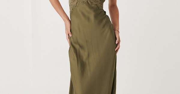 spell boudoir silk slip dress Spell Boudoir Slip Dress Olive