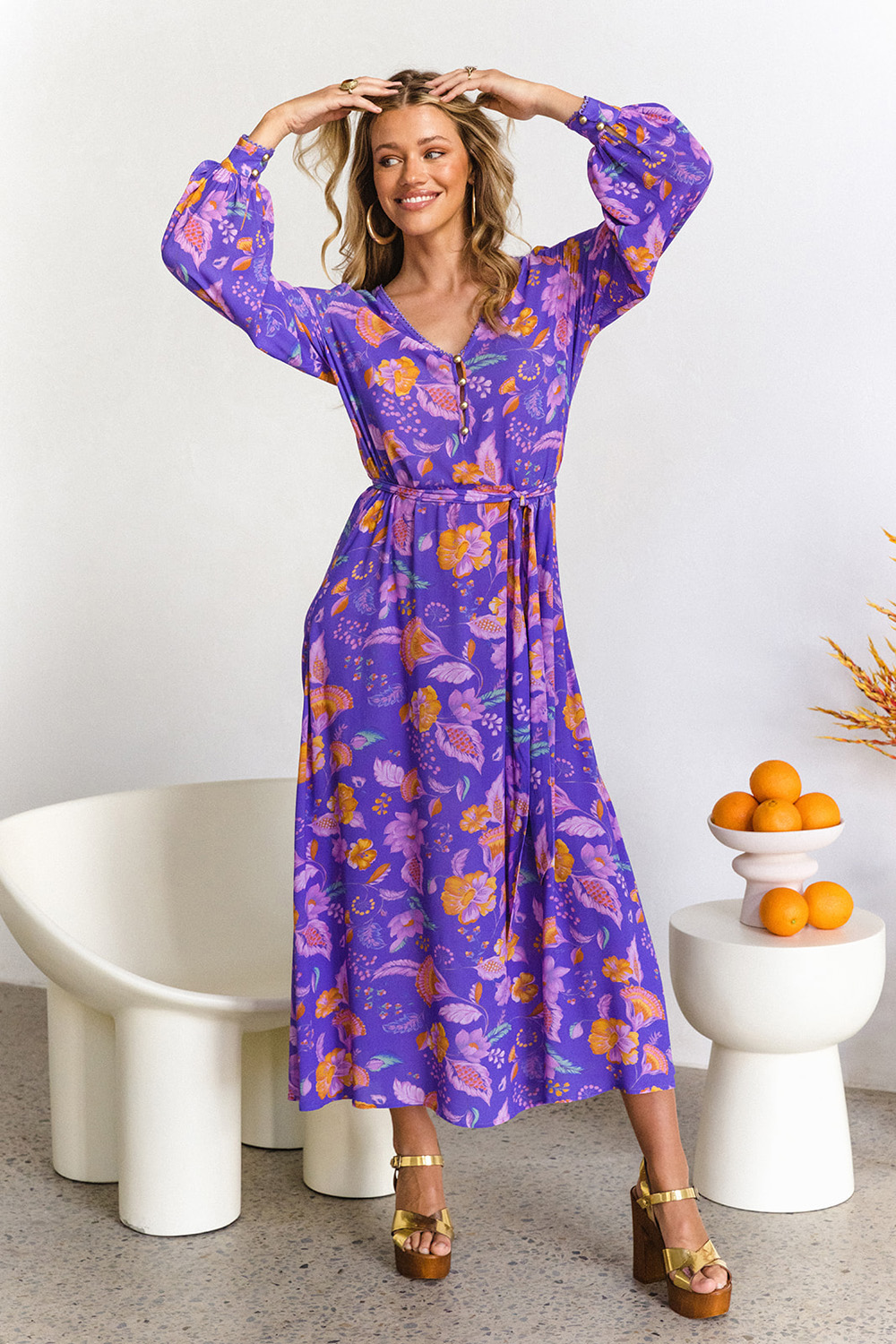 THE NINE LIVES BAZAAR MARGOT IRIS MIDI DRESS