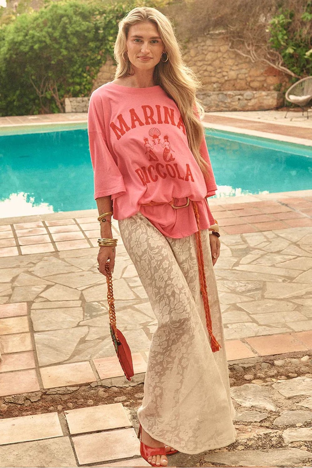 Spell ByronBay's Marina Piccola Oversized Biker Tee in Cosmos Pink Spell ByronBay's Marina Piccola Oversized Biker Tee in Cosmos Pink