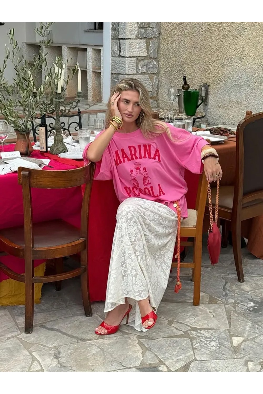 Spell ByronBay's Marina Piccola Oversized Biker Tee in Cosmos Pink Spell ByronBay's Marina Piccola Oversized Biker Tee in Cosmos Pink