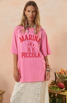 Spell ByronBay's Marina Piccola Oversized Biker Tee in Cosmos Pink