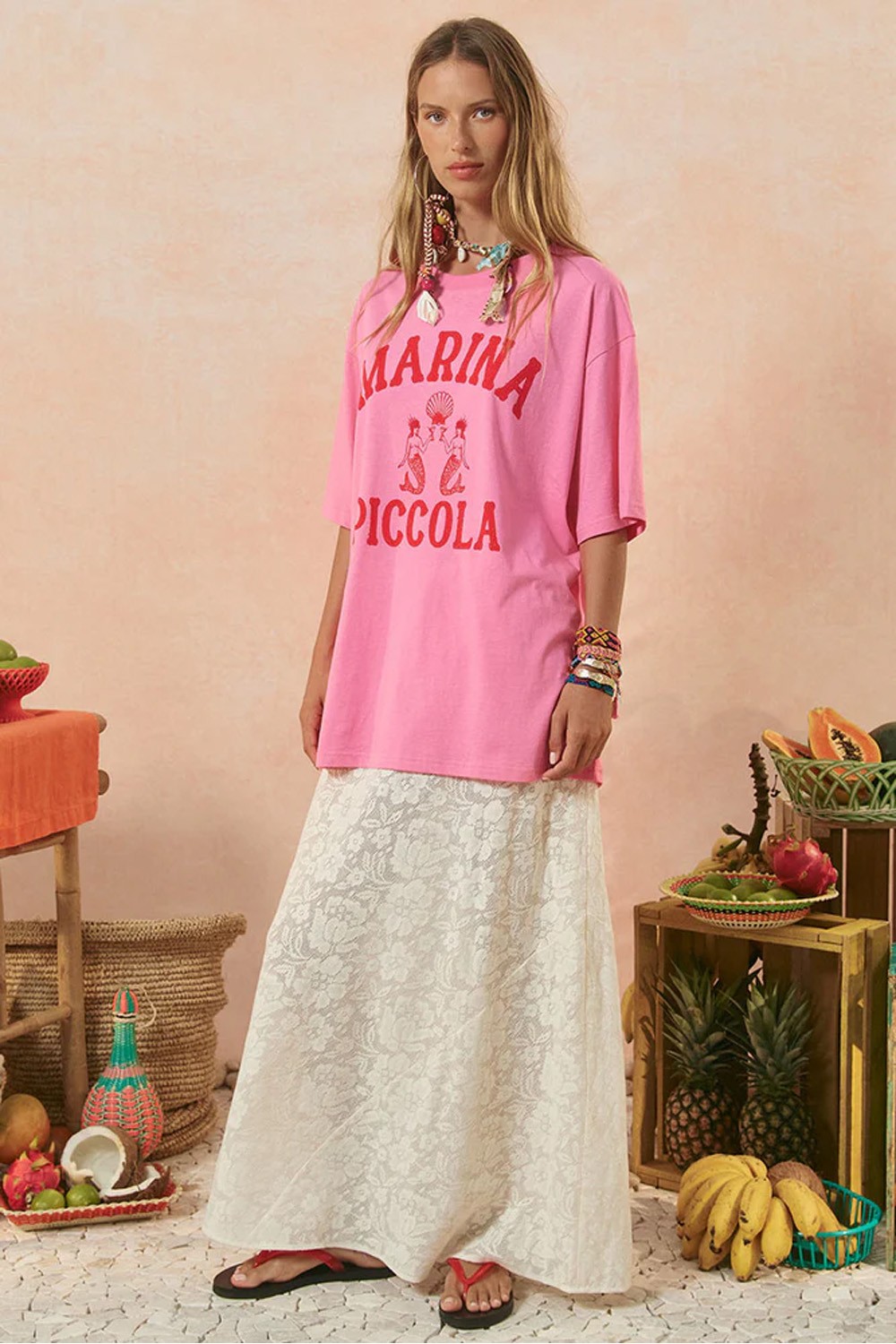 Spell ByronBay's Marina Piccola Oversized Biker Tee in Cosmos Pink Spell ByronBay's Marina Piccola Oversized Biker Tee in Cosmos Pink