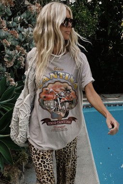 Spell Lovers & Dreamers Coco Cantina Taupe Biker Tee Spell Lovers & Dreamers Coco Cantina Taupe Biker Tee